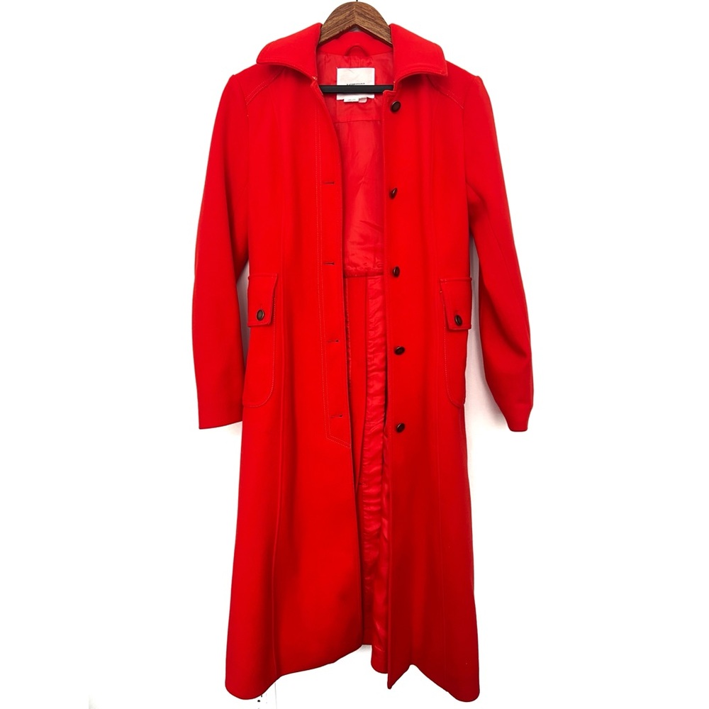 By Anthropologie Red Buttondown Duster Coat - Picture 3 of 9